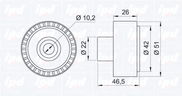 IPD 15-0880 Deflection/Guide Pulley, v-ribbed belt